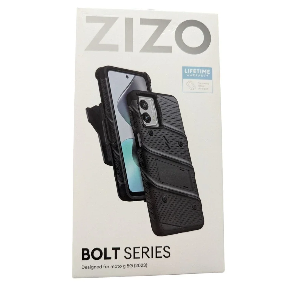 Y9. ZIZO BOLT BUNDLE FOR MOTO G 5G 2023 WITH TEMPERED GLASS, BELT CLIP & LANYARD